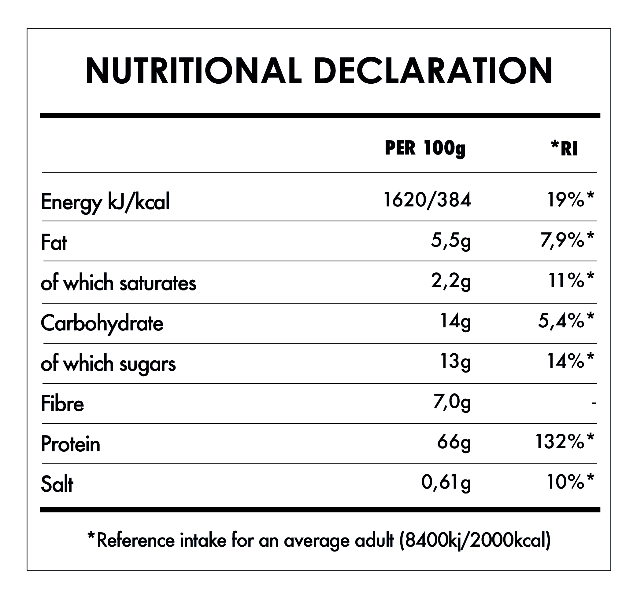 Tabela Nutricional - Super Vegan Protein Cacao
